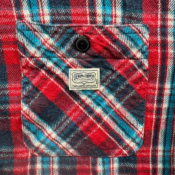 Denim Supply Ralph Lauren Flannel Shirt Men's M al Plaid Long Sleeve Pockets - Picture 3 of 10